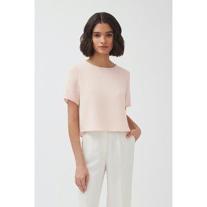 NWOT Cuyana Silk Cropped Tee in Blush, XS